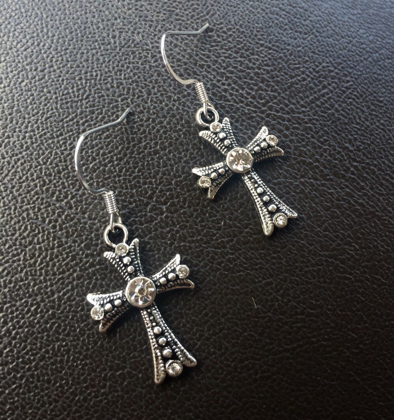 Rhinestone Cross Earrings Jewelry Clear Image 0