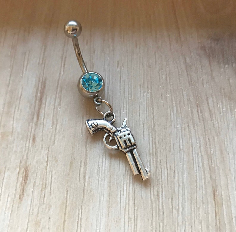 Pistol Belly Ring Gun Belly Ring Country Girl Silver Gun Etsy