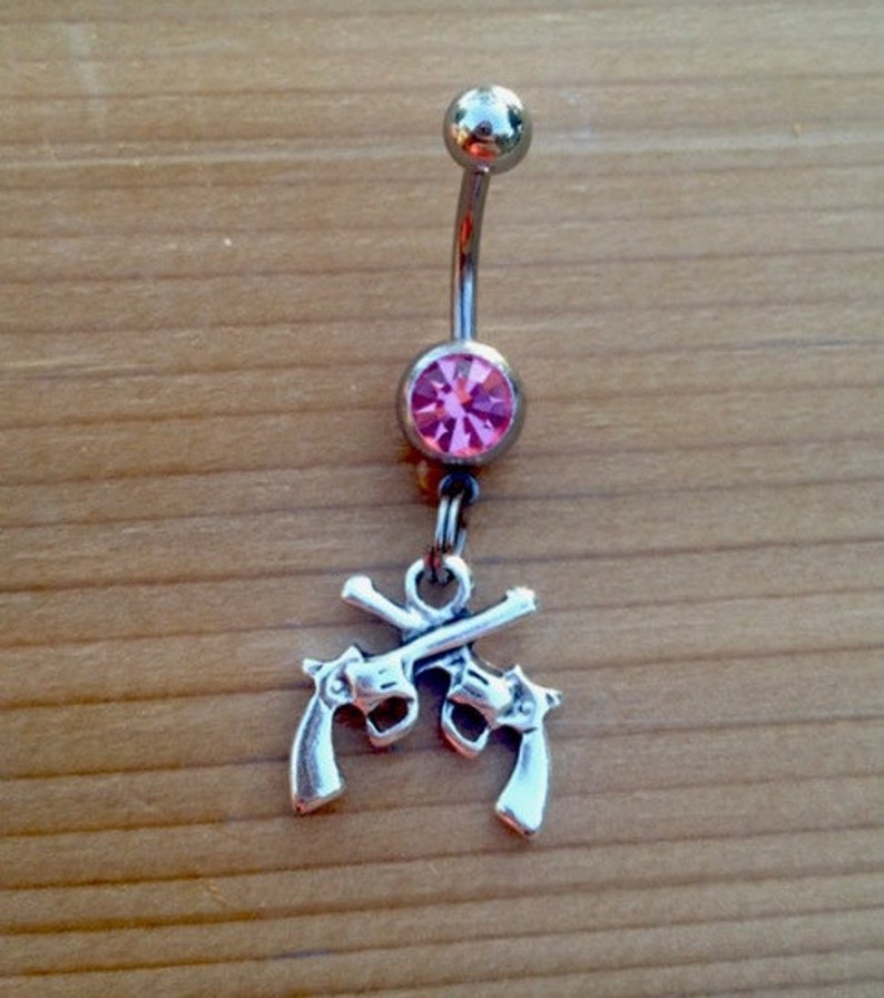 Crossed Pistols Belly Ring Gun Belly Ring Double Pistol Double Etsy
