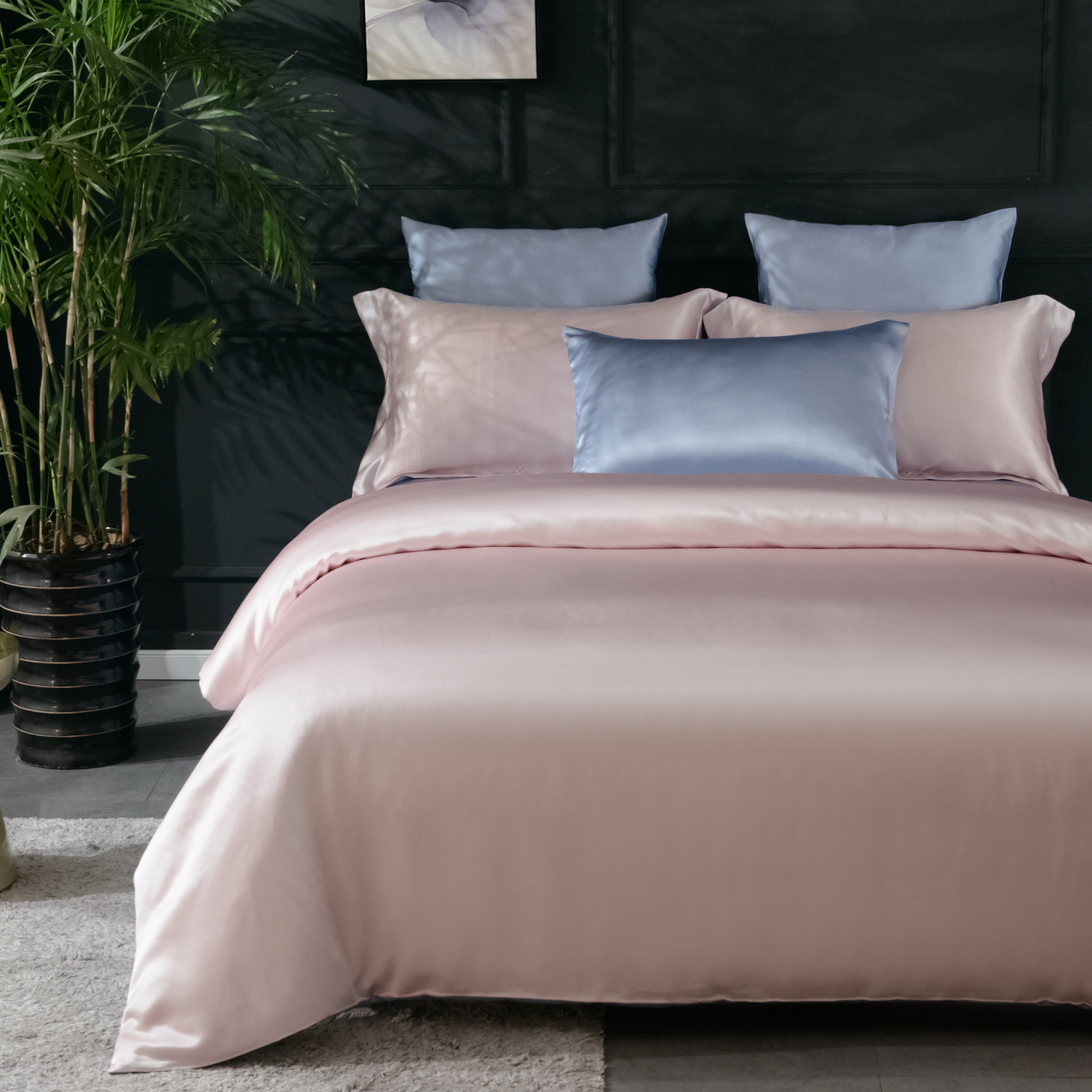 Pure Silk Duvet Cover In Sky Blue And Anna Pink 22mm Smooth Etsy
