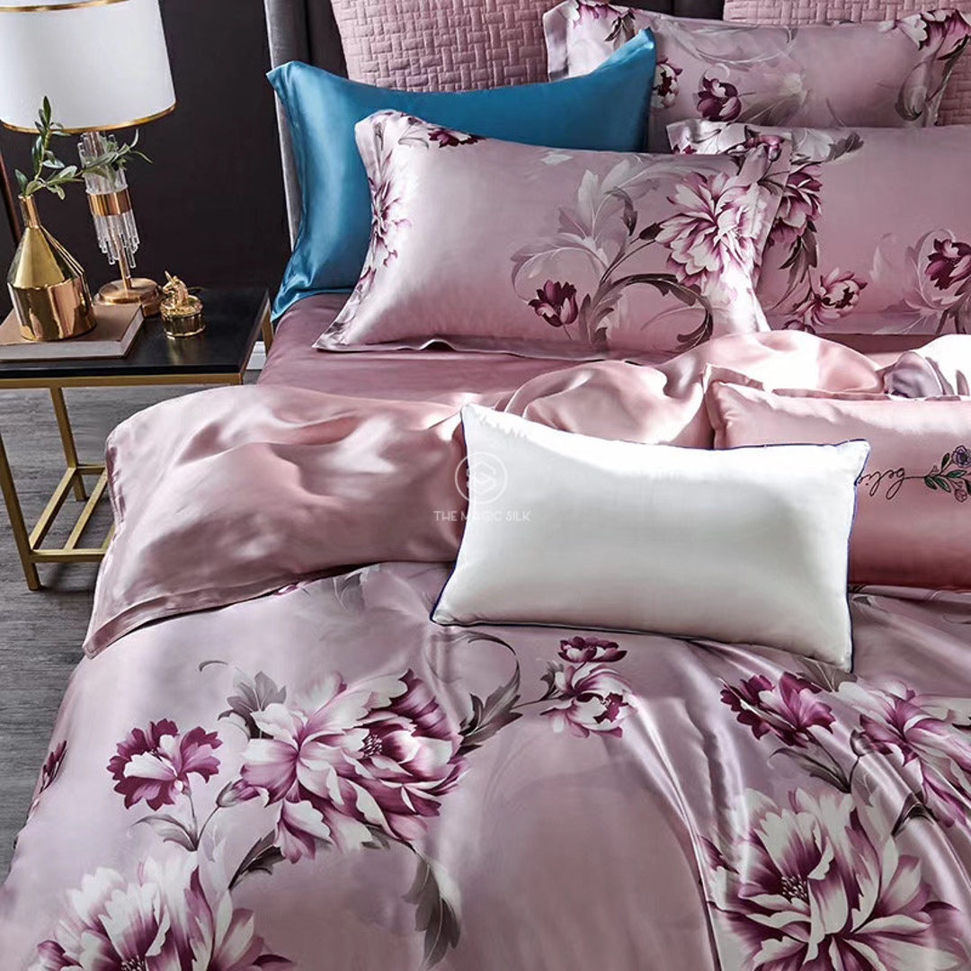 Charmeuse Silk Bedding Set4pcs 100 16mm 6A Silk/queen /pink Etsy