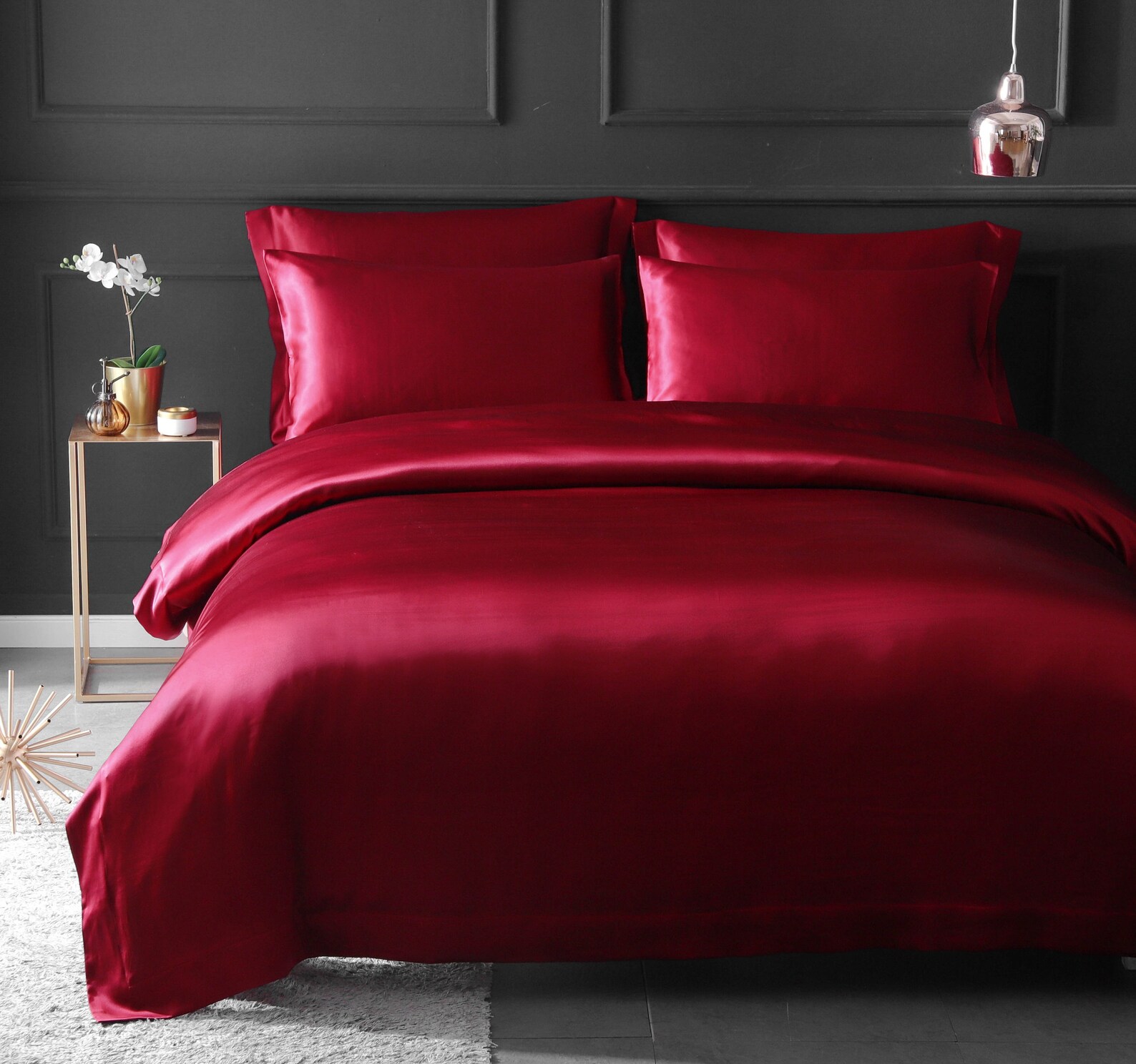 Pure silk duvet cover in Red Wine color. 22 momme thickness Etsy