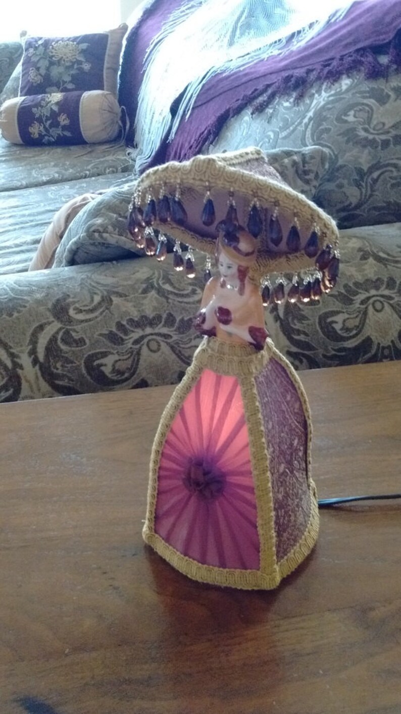 Doll Lamp Porcelain New with umbrella and beads new with plug | Etsy