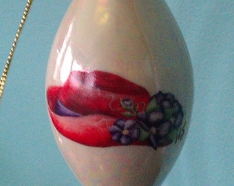 Red HAT LADY  porcelain ornament gift under 20