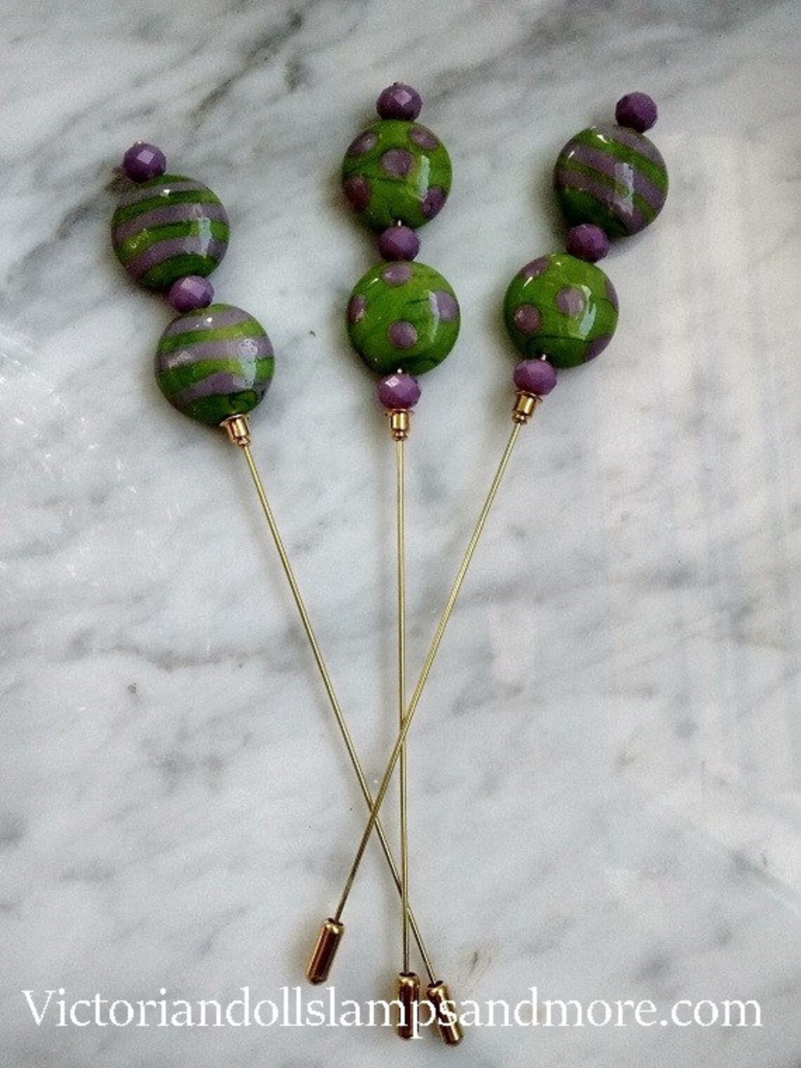 Hat Pin for Spring 6 Inches Gold Like Color and Apple Green Etsy