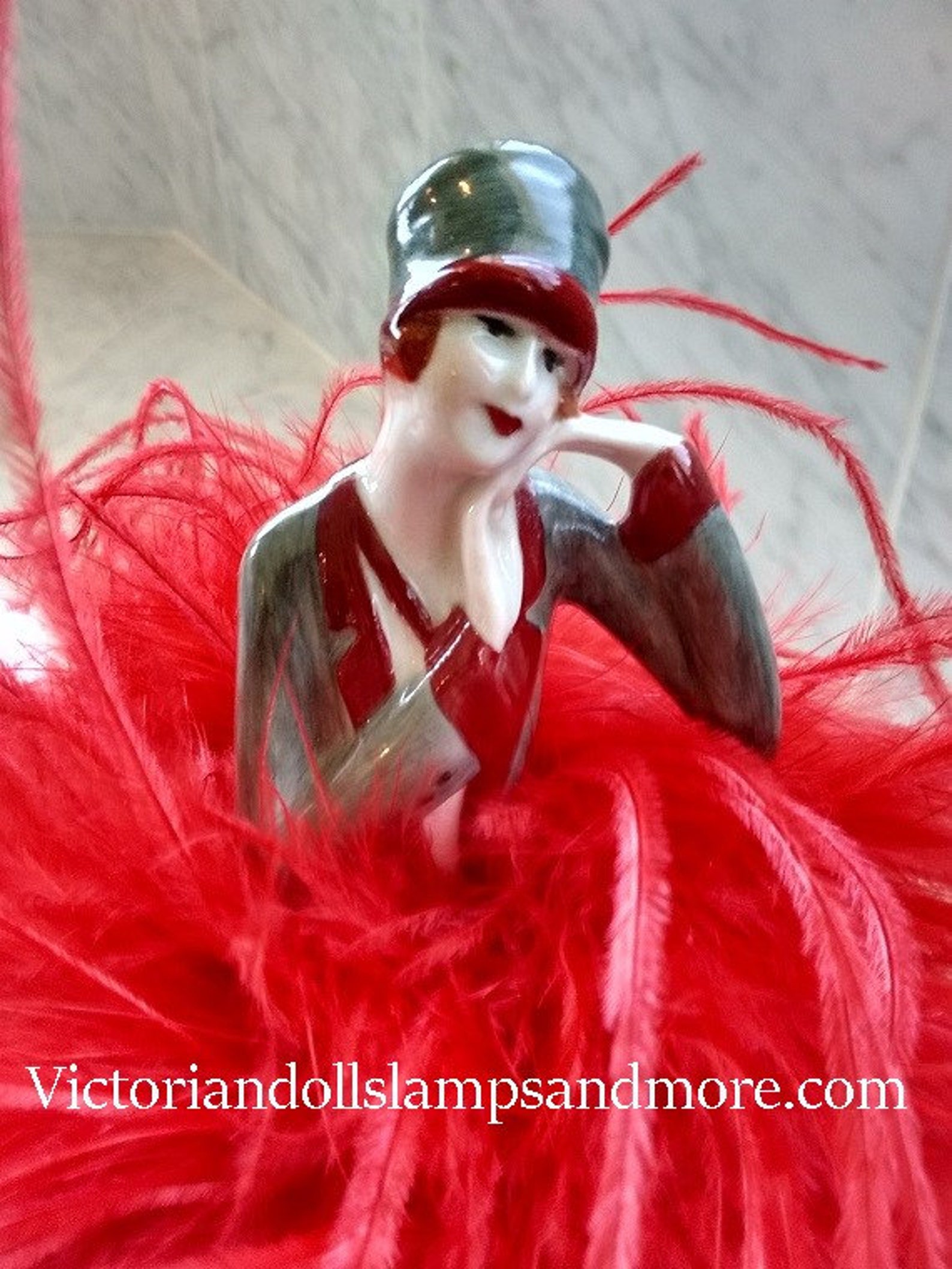 Powder Puff NEW Porcelain Doll With Candy Apple Red OSTRICH Etsy