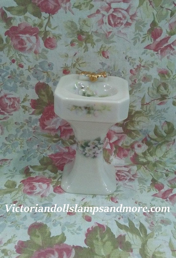 Miniature Victorian Porcelain Sink With Gold Faucet And Knobs Etsy