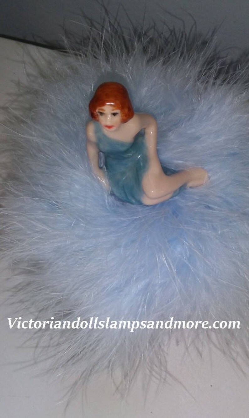 Powder Puff Porcelain Bathing Beauty Doll With BLUE Boa Etsy