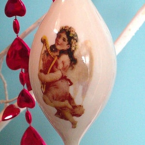 Valentine Keepsakes or Christmas Angel White Porcelain Ornament