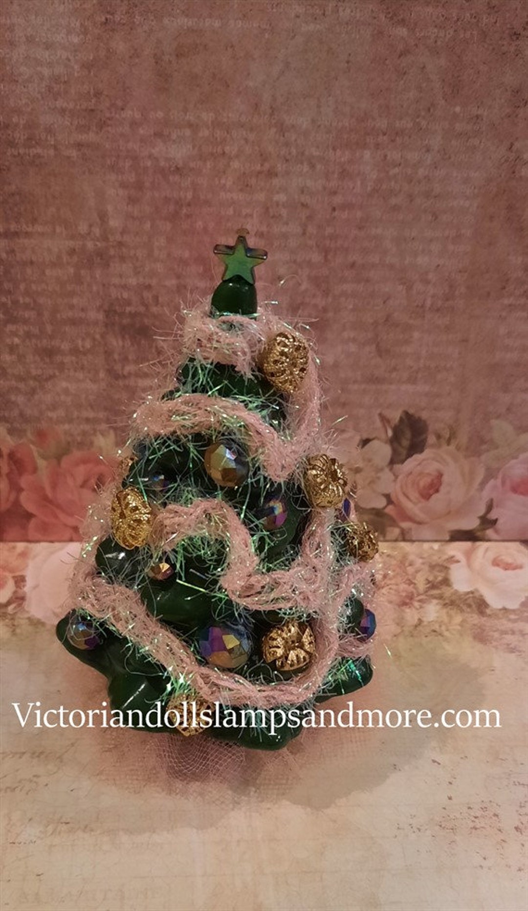 Miniature Green Christmas Tree With Star Ornaments and Etsy