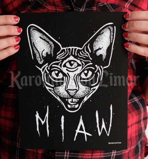 Sphynx Cat 3 Eyes Giclee Art Print 8x10 Etsy