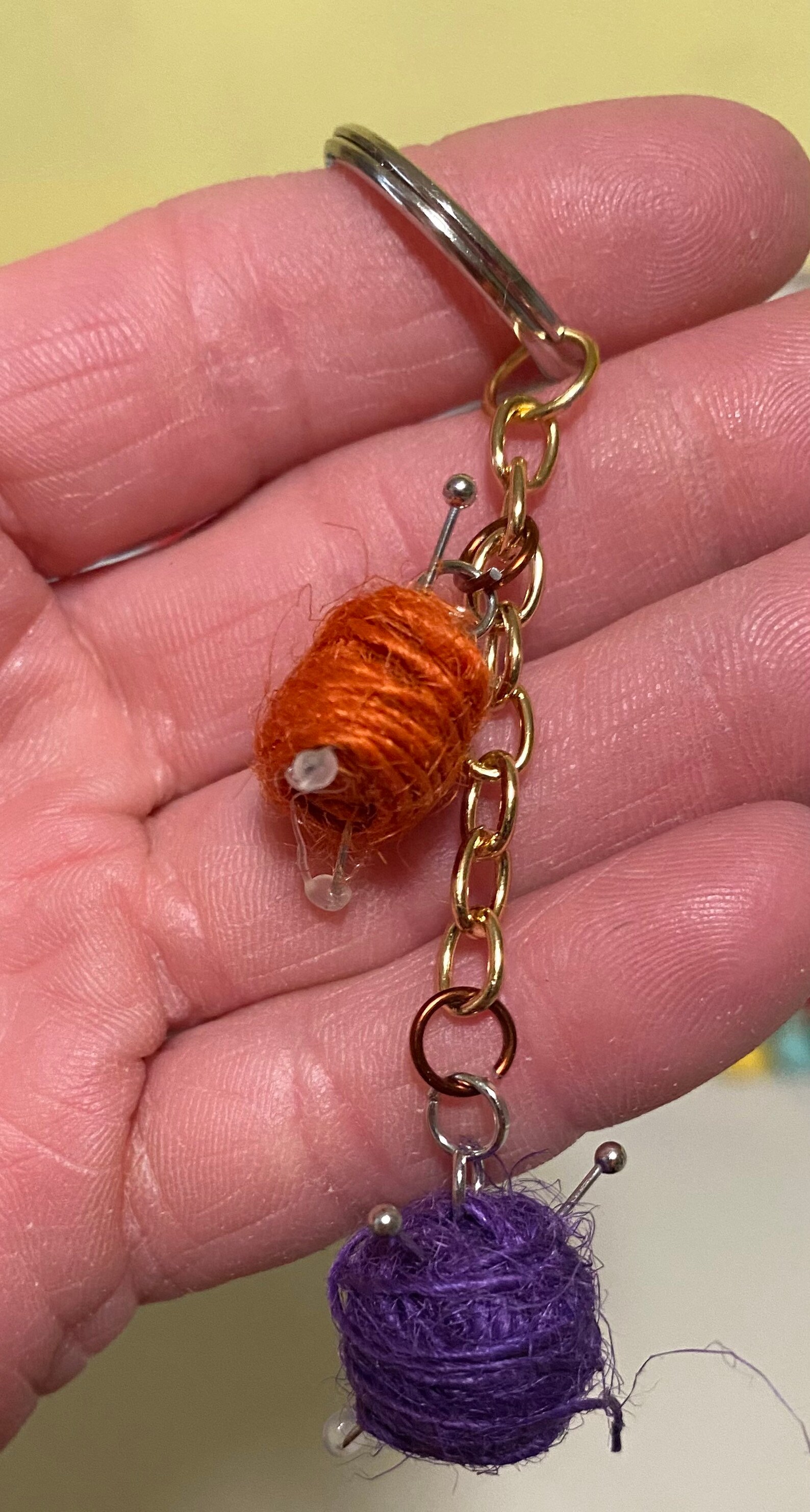 Yarn and Needles Keychain Yarn Ball Keychain Keychains Diy Etsy UK