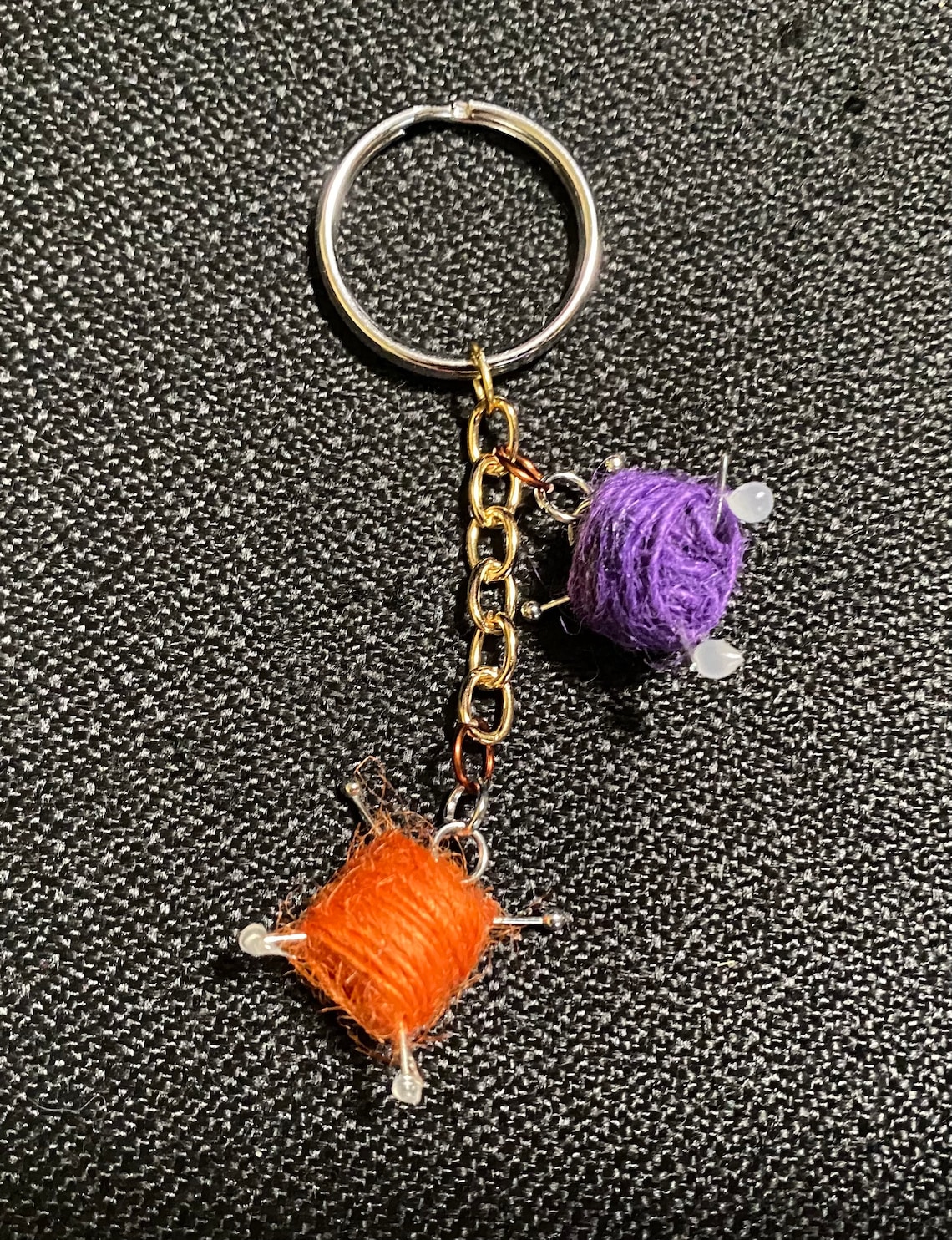 Yarn and needles keychain yarn ball keychain keychains diy Etsy