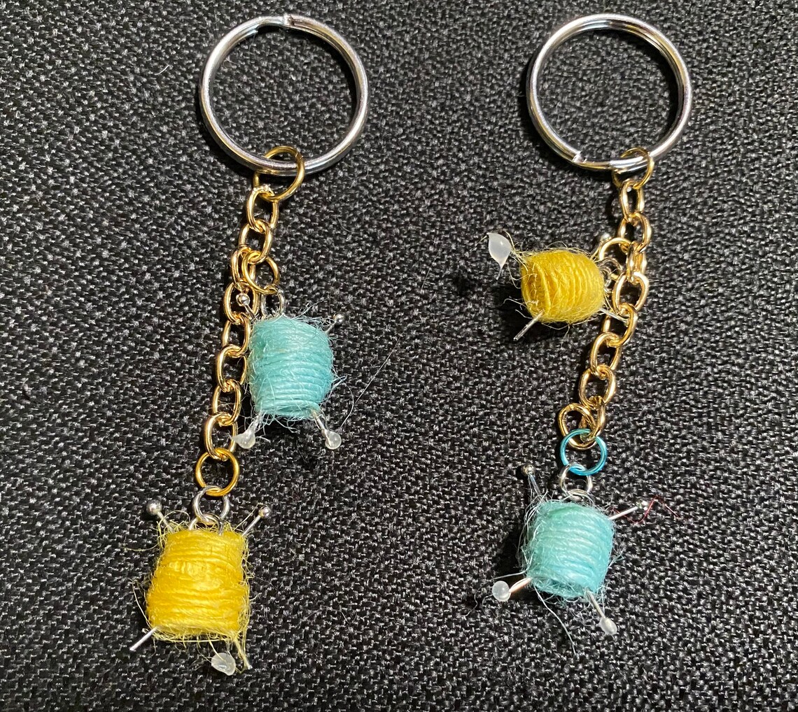Yarn and Needles Keychain Yarn Ball Keychain Keychains Diy Etsy UK