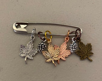 Falling leaves, maple leaf stitch markers, leaf marker set