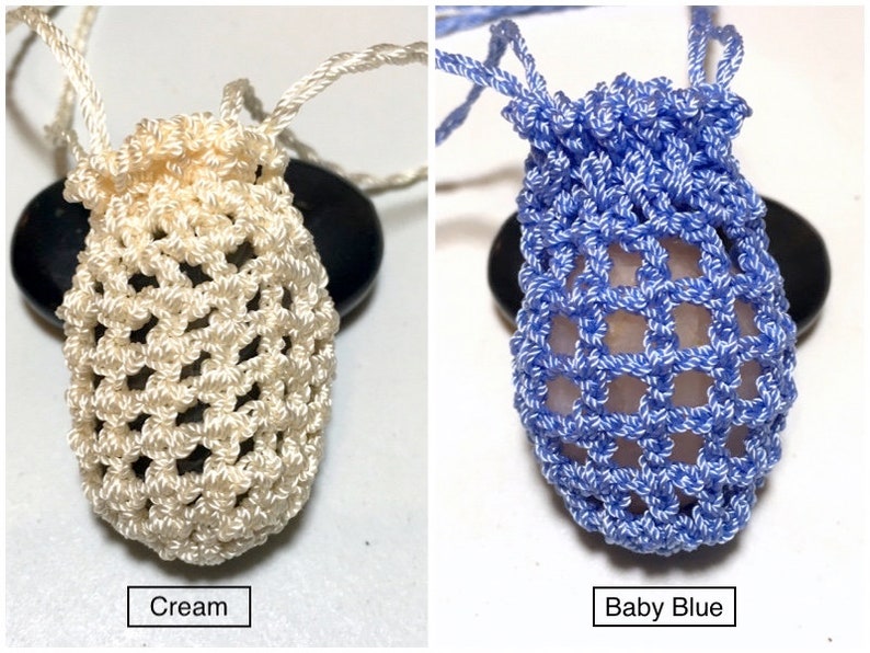 Crochet Pouch Necklace Crystals Pouch Necklace Adjustable Etsy