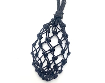Empty Macrame Pouch Necklace, Multiple Stone Holder Knotted Net Basket, Adjustable String