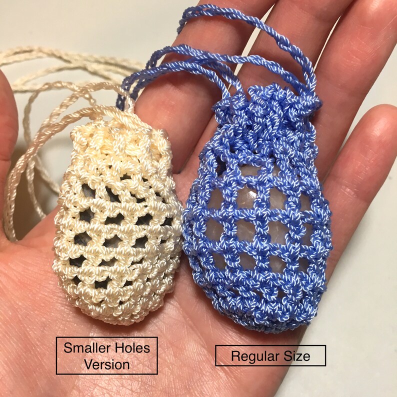 Crochet Pouch Necklace Crystals Pouch Necklace Adjustable Etsy