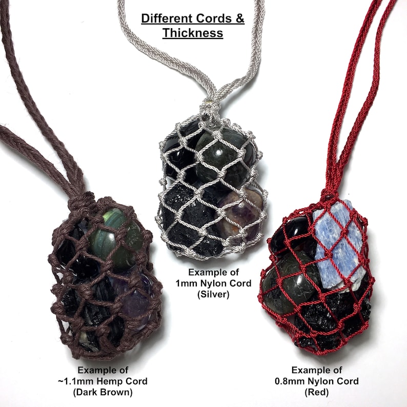 Crystal Pouch Necklace in Knotted Hemp /nylon Nurturing Etsy