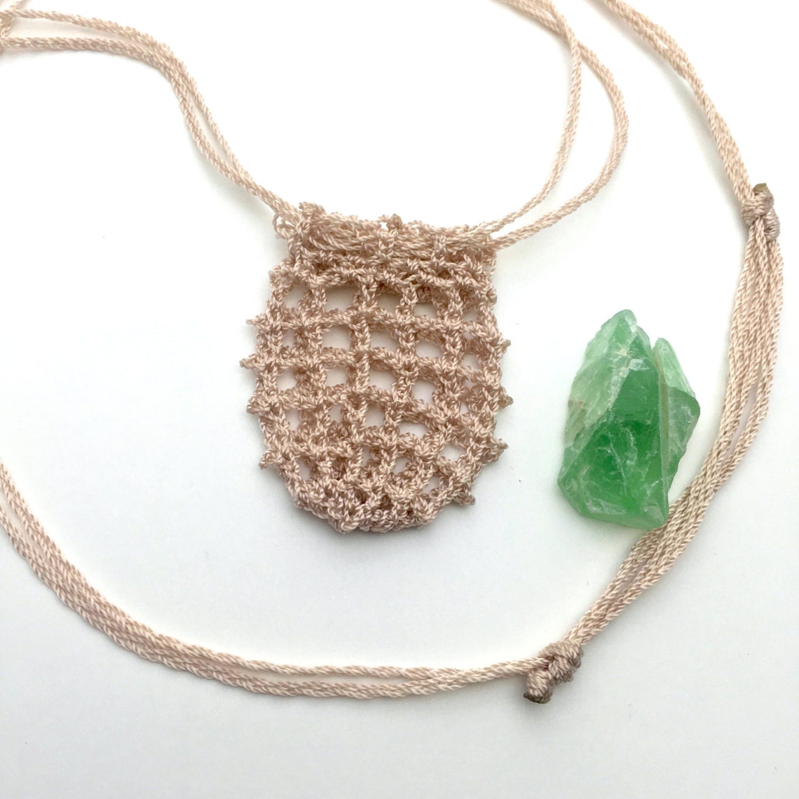 Crochet Pouch Necklace Crystals Pouch Necklace Adjustable Etsy