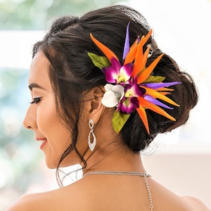 Tropische Blume Haarkamm, Paradiesvogel, Hochzeit Kopfschmuck, Braut Haarkamm, Hawaiianische Blume, Braut Haarkamm, Strandhochzeit