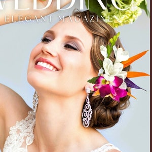 Flor tropical para el cabello, accesorio para el cabello de novia, pinza para el cabello, ave del paraíso, orquídea de seda, hawaiana, tocado de boda, flor de seda, fascinador