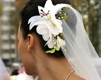 Wedding Headpiece, Bridal hair comb, Tropical hair flowers, real touch flower for hair, hair accessory, custom wedding hair clip, fascinator