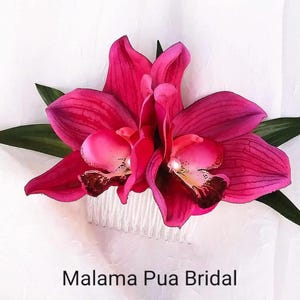 Tropical Hair clip, Bridal headpiece, silk orchid, hair accessory, hair flower, Wedding Headpiece, Hawaiian hair clip, Bridal hair comb image 1