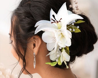 Wedding Headpiece, Bridal hair comb, custom hairpiece, real touch flowers, hair accessory, custom hair clip, fascinator, Bridal hair flower