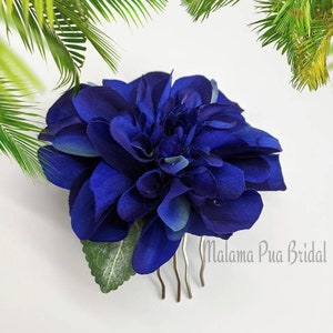 ROYAL BLUE Hair Flower, Wedding Headpiece, Bridal Hair Comb, Custom hair piece , Beach Wedding Accessory, Tropical flower, Fascinator