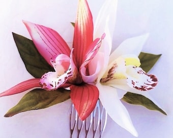 Wedding Headpiece, Bridal hair clip, Silk hair flower, Silk Orchid hair clip, Tropical hair flower, Hawaiian hair clip, Beach, Fascinator