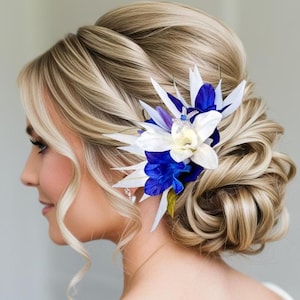 Tropical Wedding hair flowers, custom hair accessory, Bird of Paradise, Galaxy orchids, hair clip, Hawaiian flower, Bridal hair comb, Beach