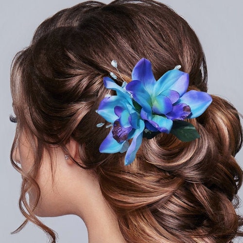 BLUE ORCHID Wedding Hair Comb Tropical Hair Flower Bridal - Etsy BLUE ORCHID Wedding Hair Comb Tropical Hair Flower Bridal - Etsy