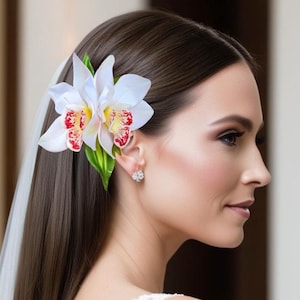 Hochzeit Haarschmuck, Braut Haarschmuck, Kopfschmuck, Tropische Blume, Seiden Orchidee, Haarteil, Haar Blume, Strand, Hawaii Blume, Fascinator