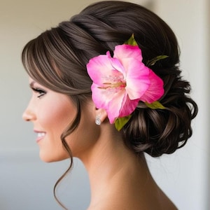 Real Touch Hawaiianische Hibiskus Haarspange, Haar-Accessoire, Tropische Haarblume, Hochzeit Kopfschmuck, Seidenblume, Braut Haarspange, Brautkamm