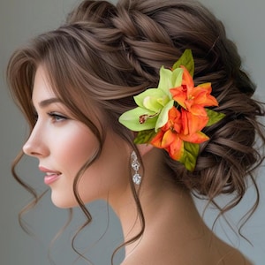 TROPICAL FLOWER CLIP, Hair Accessory, Hair Clip, Bridal Headpiece, Wedding Headpiece, Beach Wedding, Hawaiian, Fascinator, Silk Hair Flowers