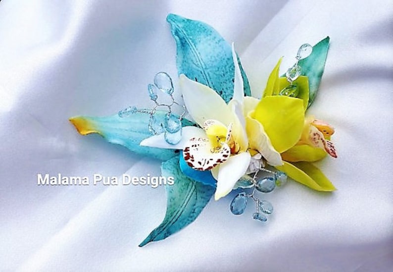 TROPICAL FLOWER CLIP Hawaiian Orchids Beach Hair Flower Comb Bridal Hair piece,Wedding Headpiece Bridesmaid hair accessory Fascinator