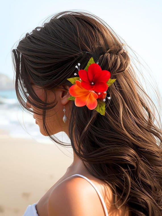 Tropical Hair Flower, Wedding Headpiece, Silk Hair Accessory 