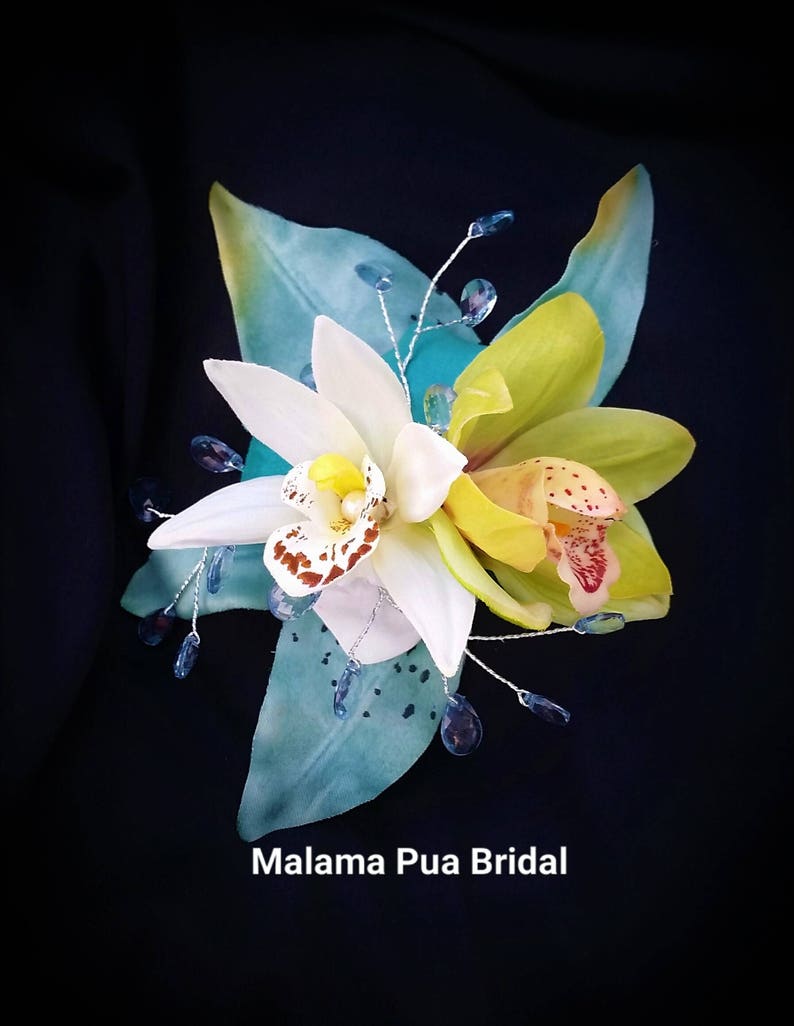 TROPICAL FLOWER CLIP Hawaiian Orchids Beach Hair Flower Comb Bridal Hair piece,Wedding Headpiece Bridesmaid hair accessory Fascinator