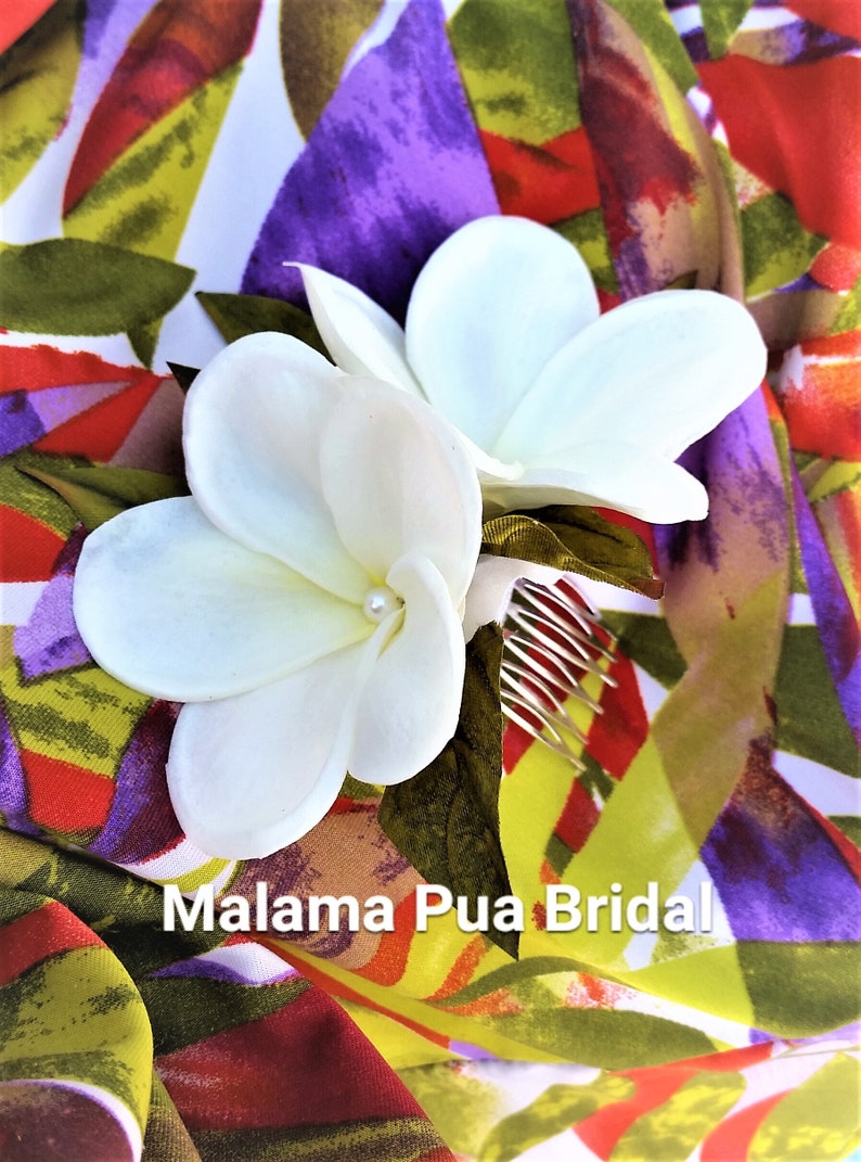 Headpiece WEDDING Hair comb Real Touch Hawaiian Plumeria flower Destination Beach Wedding Silk flowers Hairpiece Bridal Hair Accessory