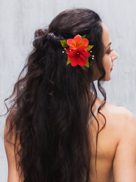 24Pcs hawaiian flowers for hair clip hawaiian hair flower hawaiian flower |  eBay