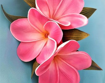 Hawaiian Hair flower, hair accessory, Silk Pink Plumeria, Tropical Hair clip, Bridal Hair comb, Beach Wedding, Fascinator, Wedding Headpiece
