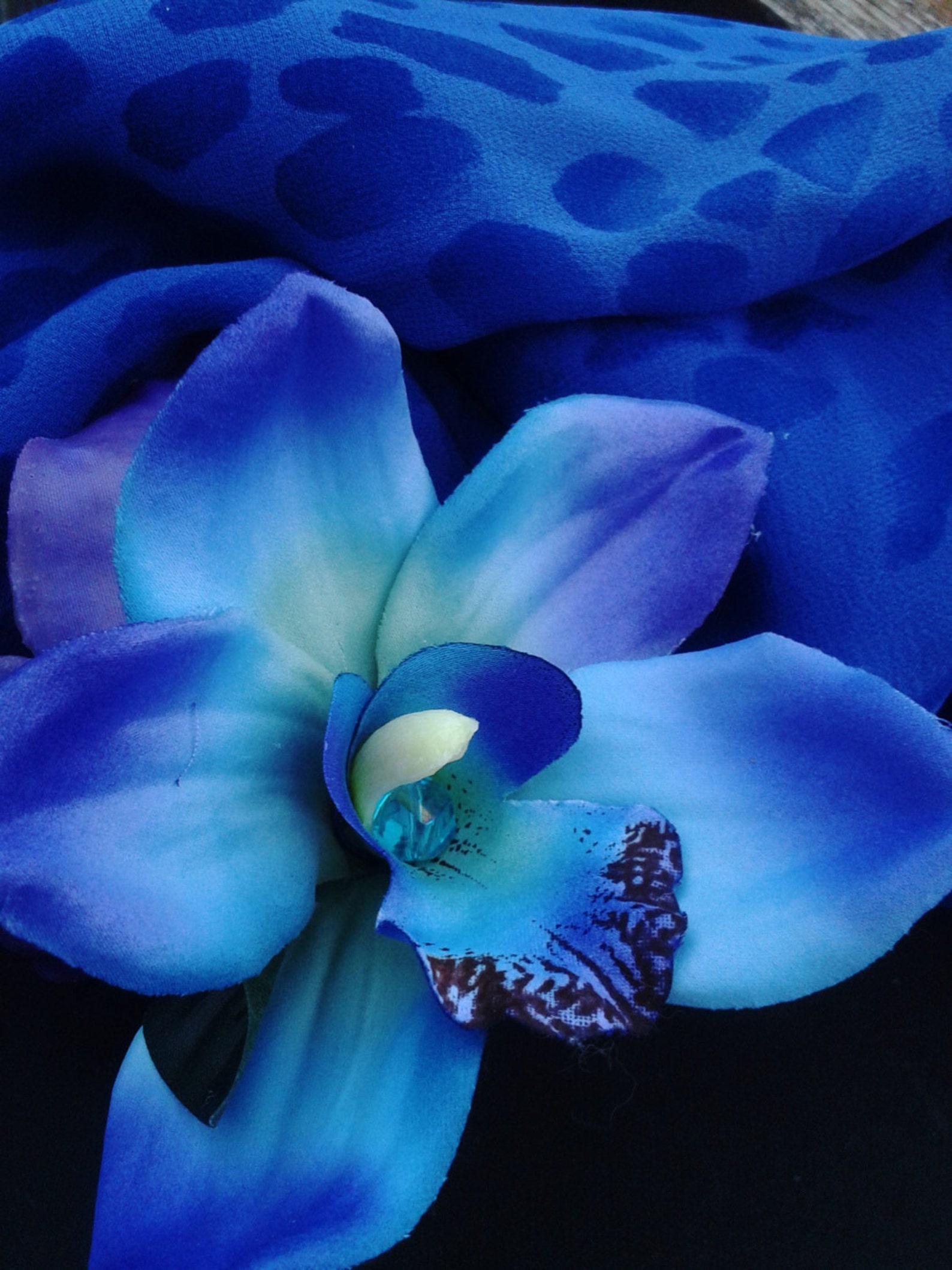 TROPICAL HAIR CLIP Blue Orchid Hair Flower Purple Exotic Etsy