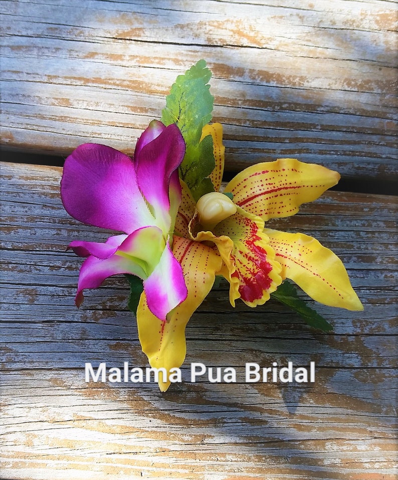 Hawaiian Tropical Headpiece TROPICAL HAIR FLOWERS Beach Wedding hair clip Silk flowers Fascinator Bridal headpiece Wedding flowers