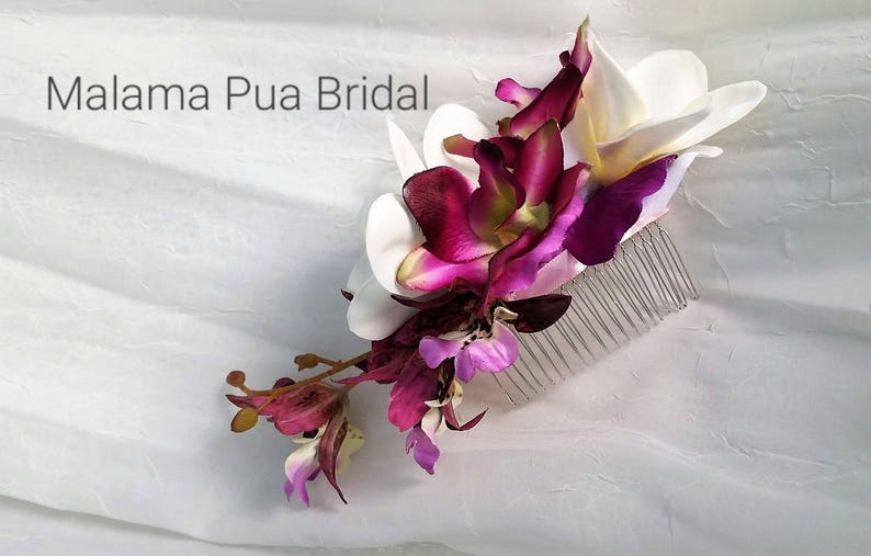 Hair accessory Silk Flower HAIR COMB Fascinator Orchids bridal clip Headpiece Beach Wedding Hawaiian custom hair piece Hair clip
