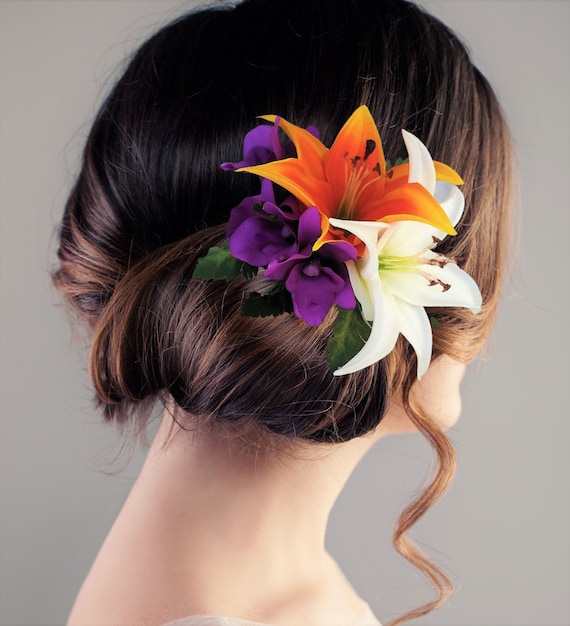 Headpiece WEDDING Hair comb Real Touch Hawaiian Plumeria flower Destination Beach Wedding Silk flowers Hairpiece Bridal Hair Accessory