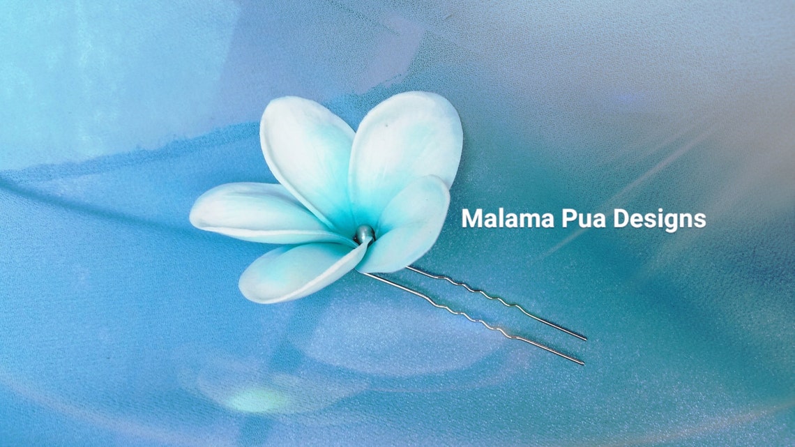 TURQUOISE BRIDAL Hair Pins Clip Wedding Flowers Hawaiian Etsy