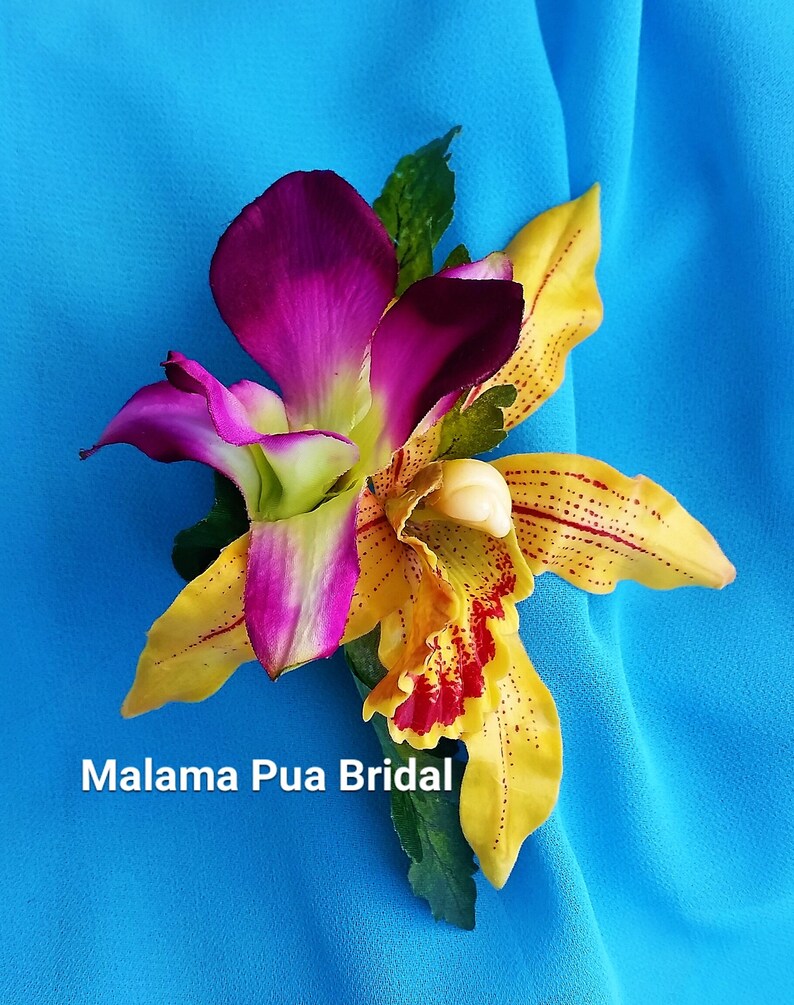 Hawaiian Tropical Headpiece TROPICAL HAIR FLOWERS Beach Wedding hair clip Silk flowers Fascinator Bridal headpiece Wedding flowers
