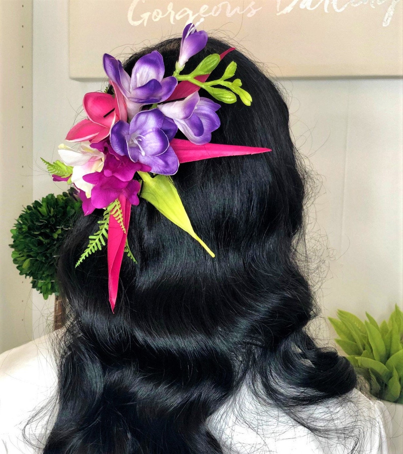 Tropical Flower Hair Accessory Custom Hair Clip Wedding Etsy