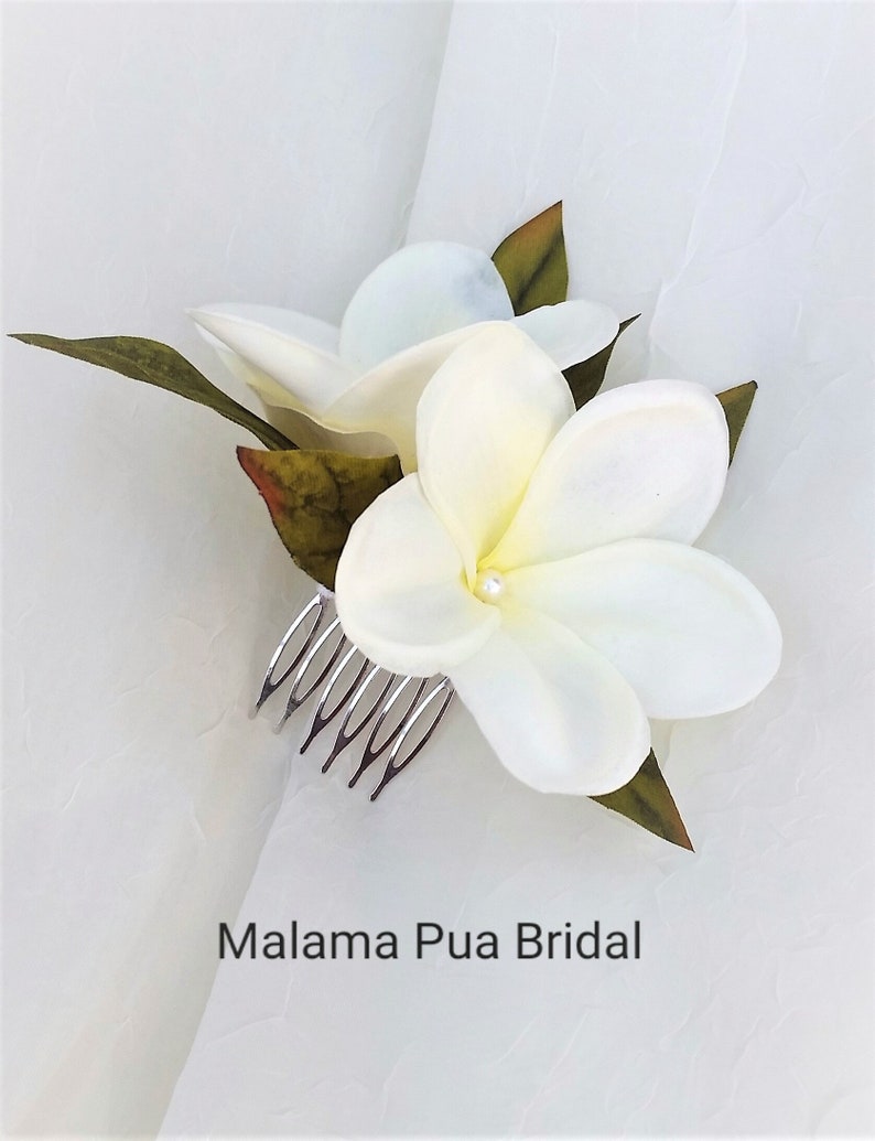 Headpiece WEDDING Hair comb Real Touch Hawaiian Plumeria flower Destination Beach Wedding Silk flowers Hairpiece Bridal Hair Accessory